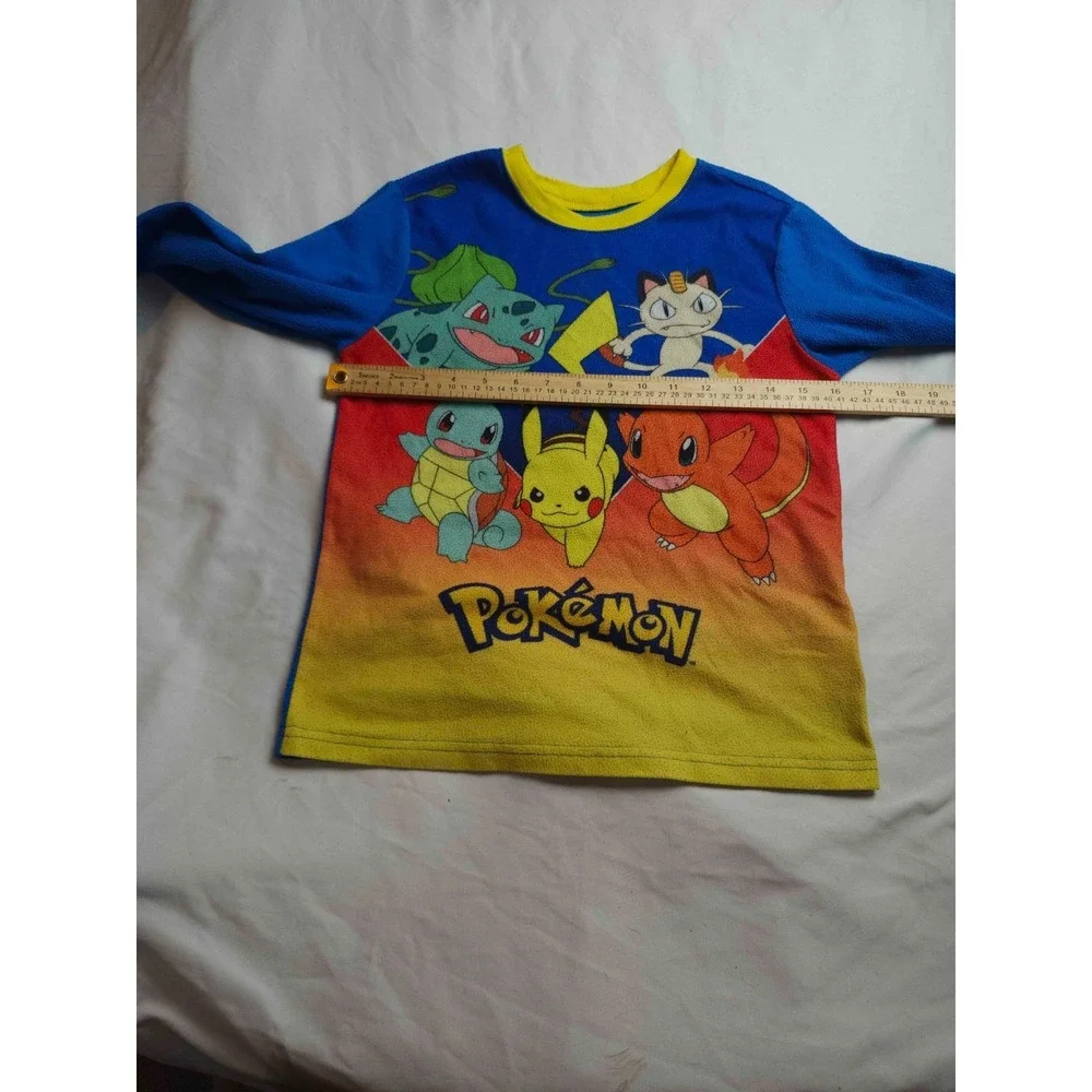 Pokémon‎ Pajama Shirt Youth 10/12 Blue Graphic Tee Fleece Long Sleeve Retro